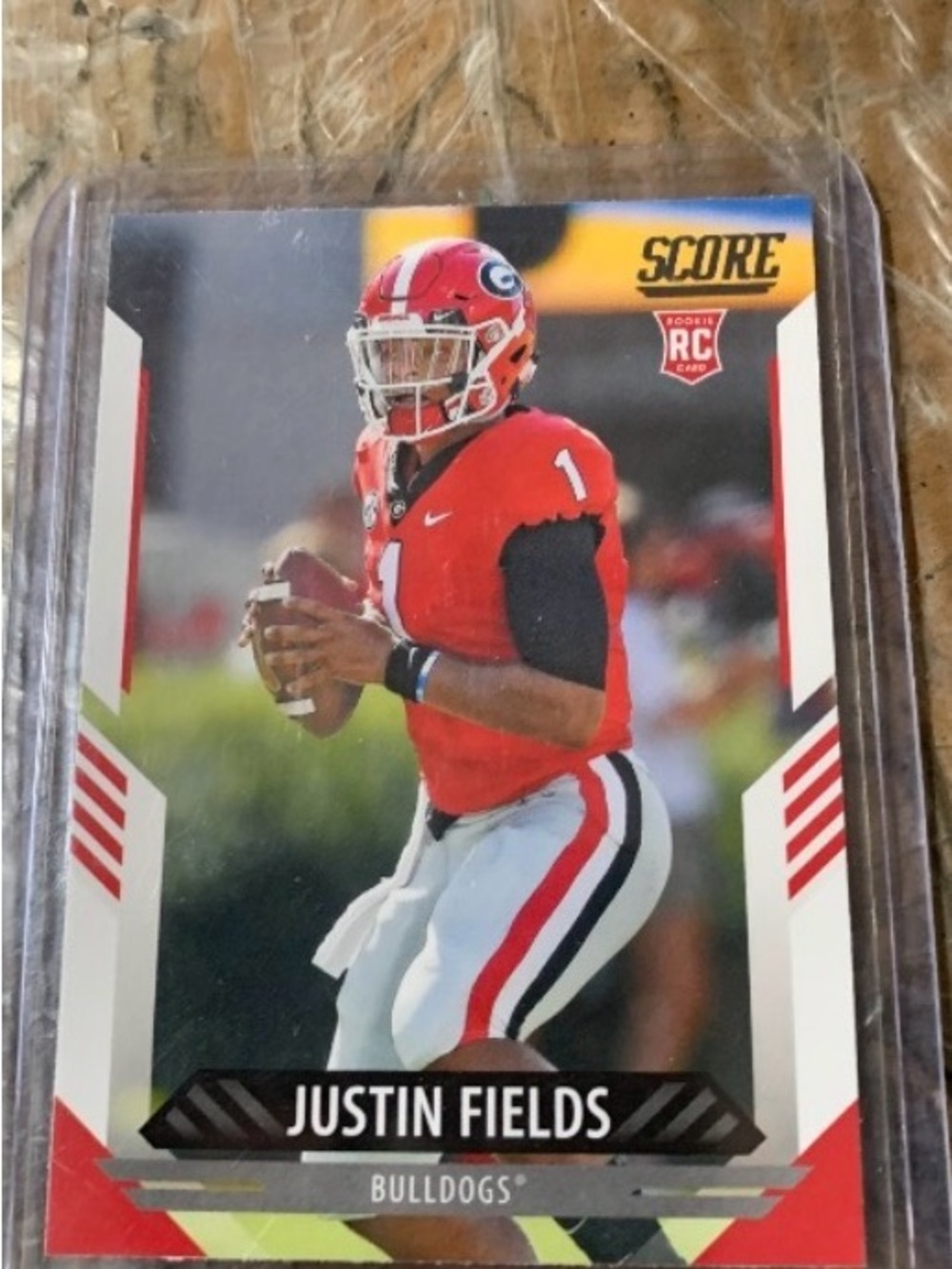 Score Justin Fields Rookie Card - Red & White